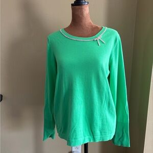 Lilly Pulitzer Green Long Sleeve Top with Embellished Neckline